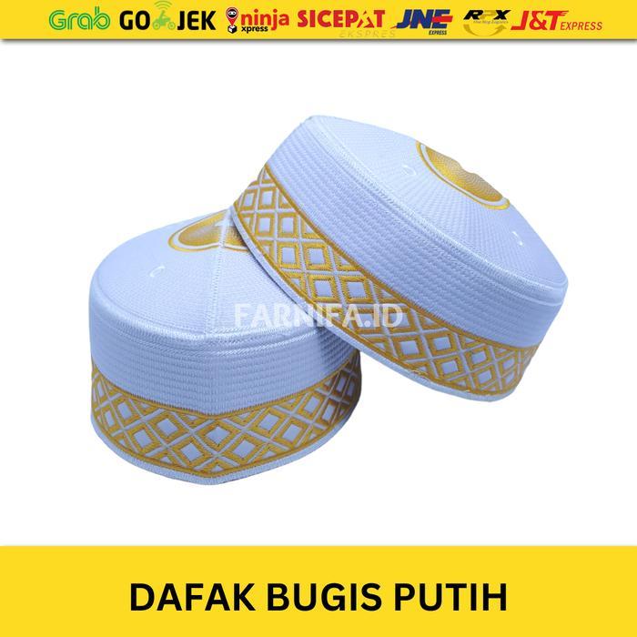 luto- Peci Bugis Dafak Bugis Songkok Bugis Exclusive Kopiah Putih Emas