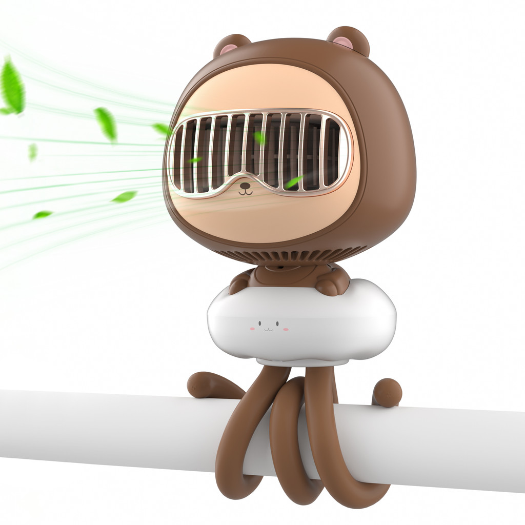 Mini Handheld Stroller Fan, Portable Personal Baby Fan With Flexible Octopus Holder, 3600Mah
