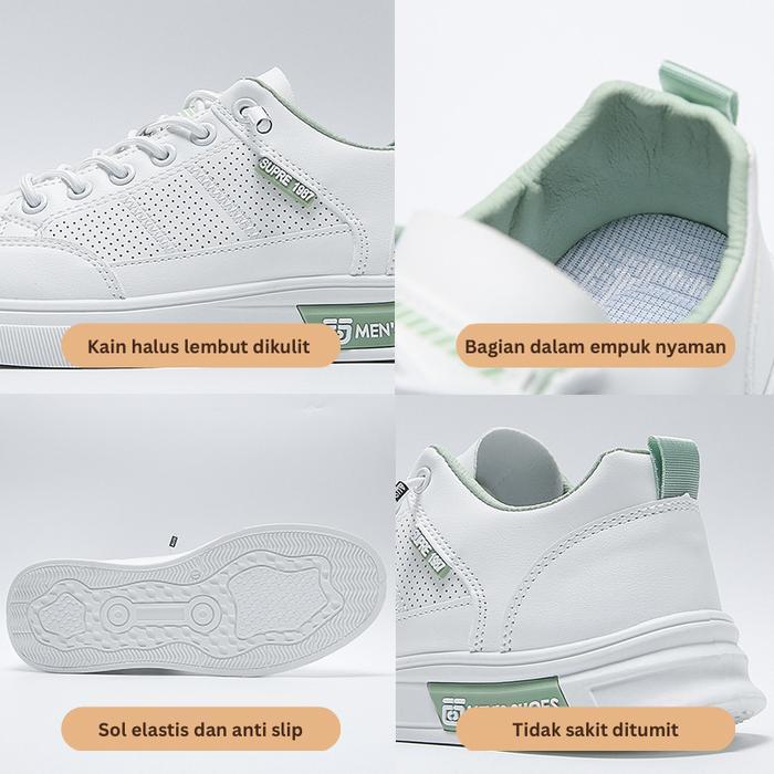mgx1- Leedoo Sepatu Sneakers Casual Tali Pria Sepatu Sekolah Formal Sepatu Putih Running