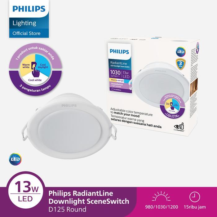 jobk- Lampu Philips Radiantline Downlight Sceneswitch 13W D125 3 Warna