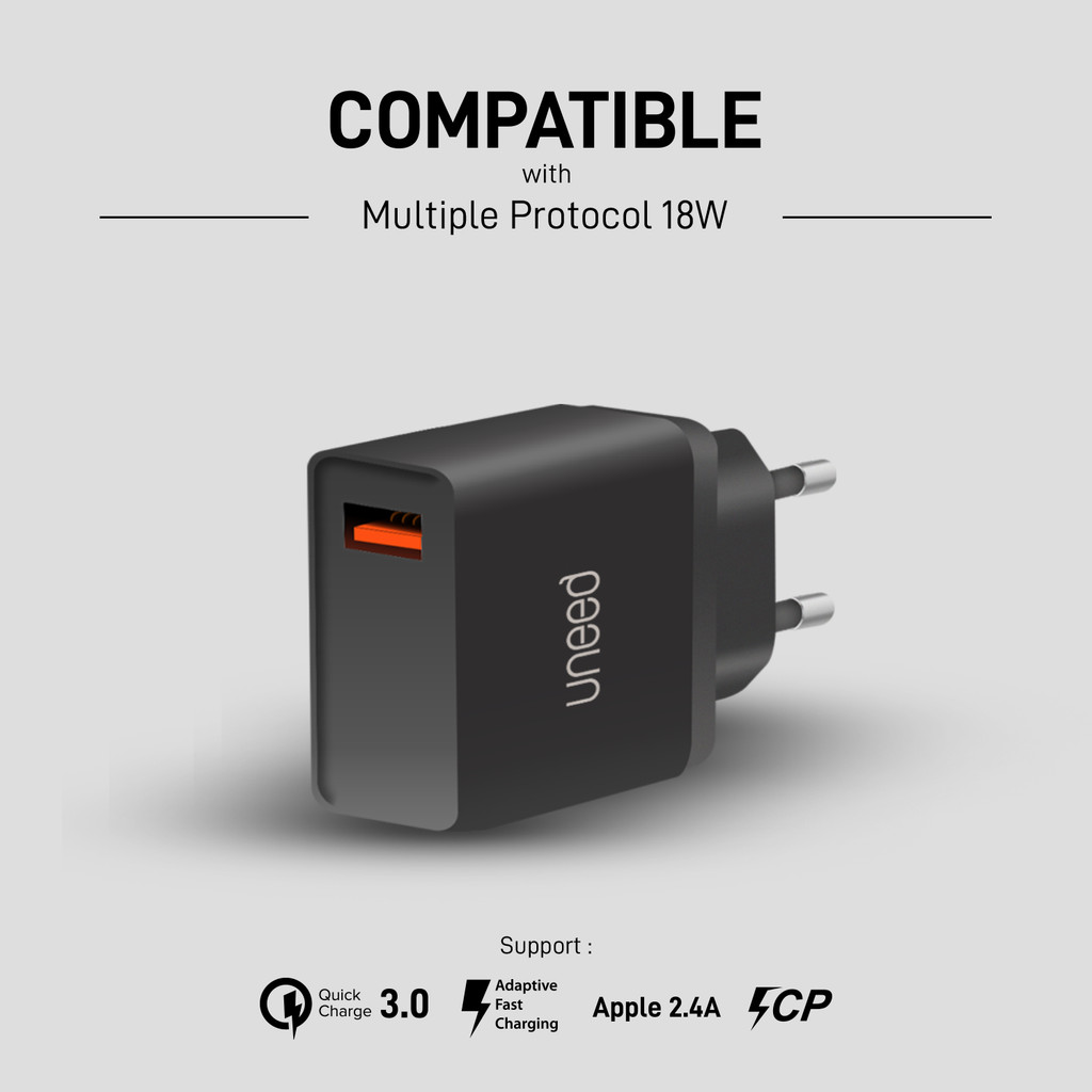 UNEED QuickPlug Wall Charger Quick Charge 3.0 Max 18watt – UCH411