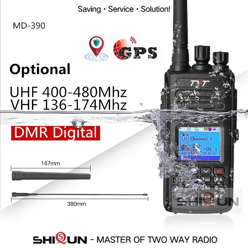 Hot DMR TYT MD-390 DMR Radio with GPS Waterproof IP67 Walkie Talkie MD 390 Digital Radio MD-UV390 Du