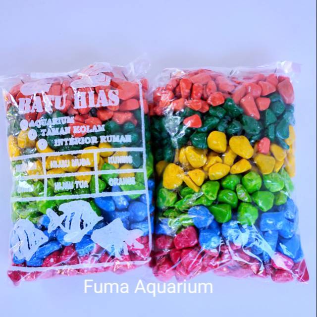 Batu Hias Warna Warni Hiasan Dekorasi AQuarium Tanaman Hias F2