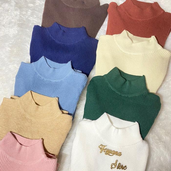 olfc- Atasan Rajut Wanita (Kerah ) Baju Rajut Wanita Kaos Wanita Lengan Panjang / Manset