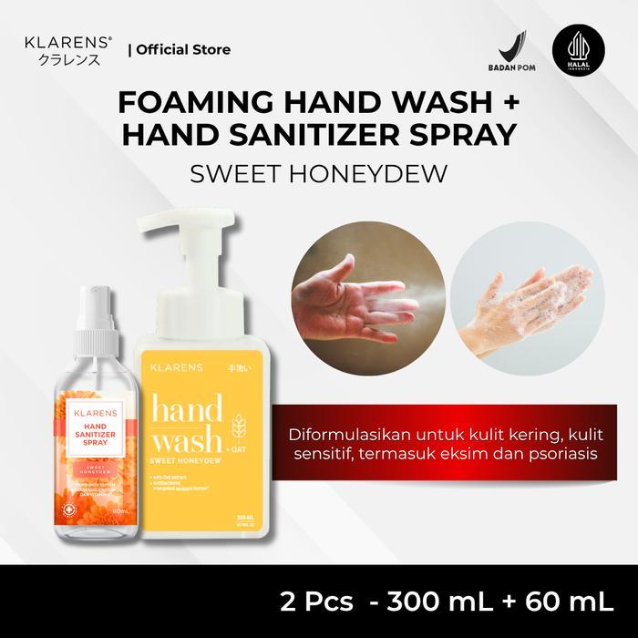 Hand Wash Klarens Sweet Honeydew 300ml + Klarens Honey dew 60ml