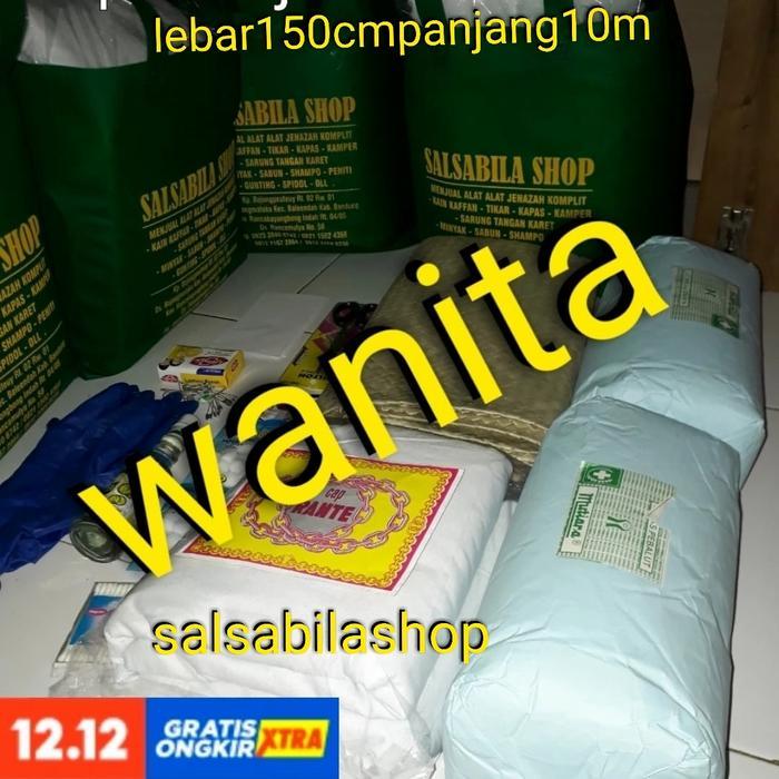 ASLI kain kafan wanita /akhwat kain kafan lengkap 1set lebar 150cm READY STOCK