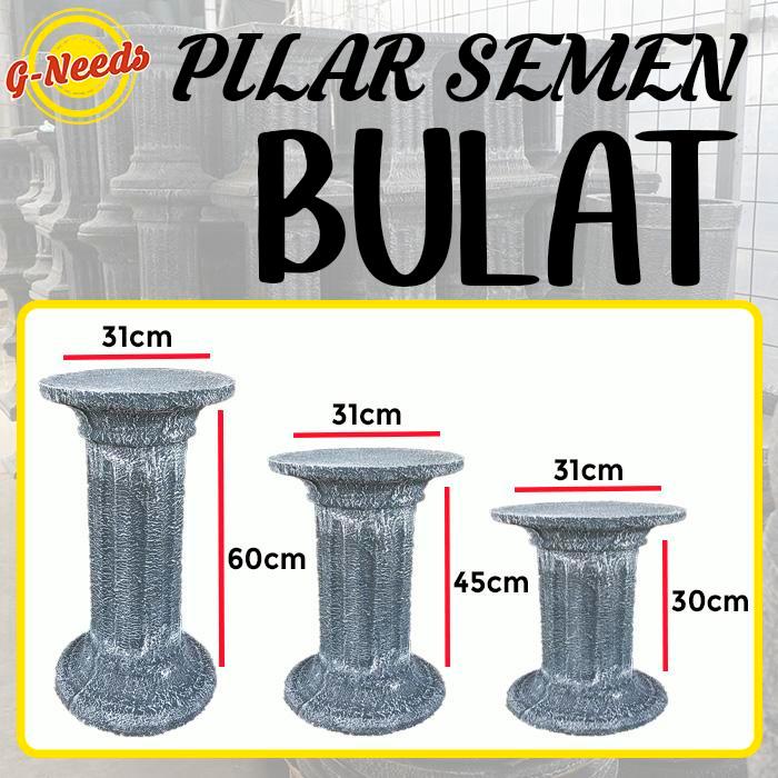 TERLARIS Pilar Semen Pilar Pot Semen Dudukan Pot Bulat Bundar
