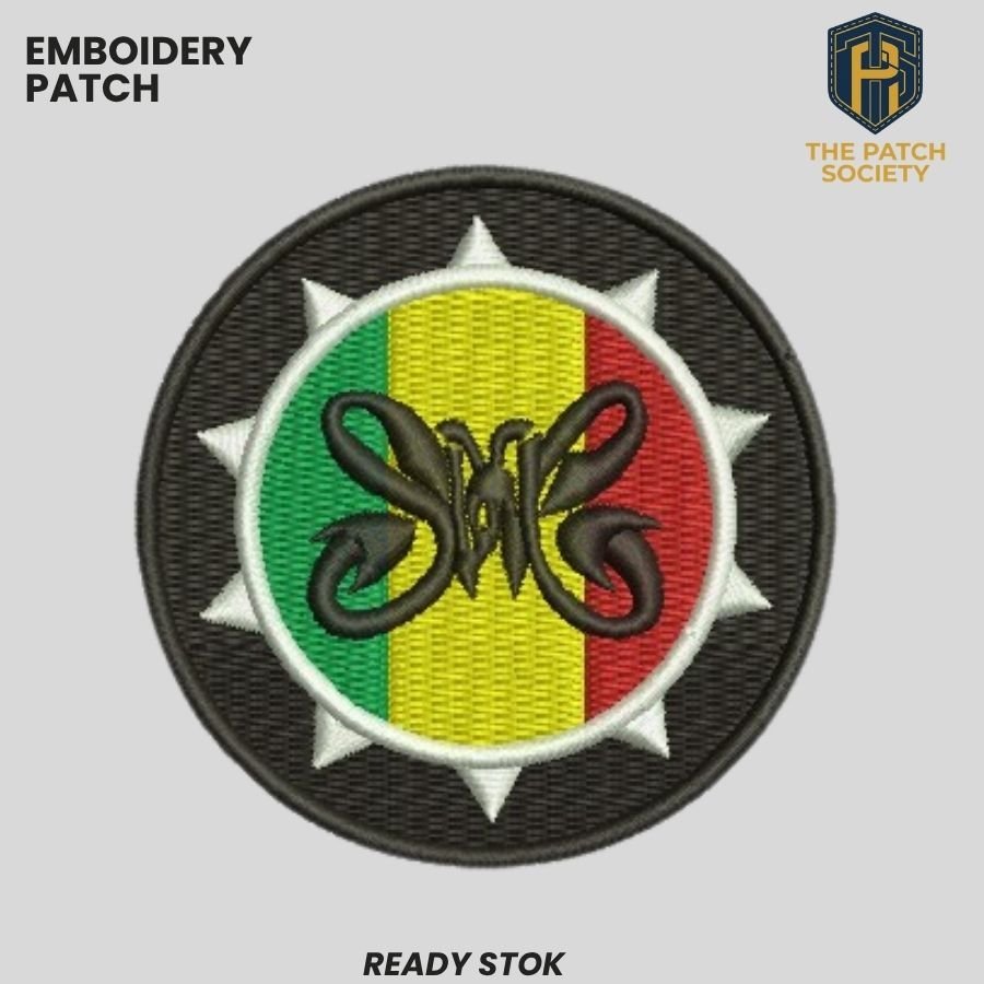 PATCH BORDIR LOGO SLANK X REGGAE CIRCLE AKSESORIS EMBLEM UK STANDAR EMBROIDERY | SOCIETY-164