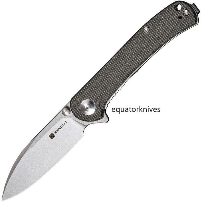 SA03F Sencut Scepter Linerlock Dark Green Micarta Stonewash