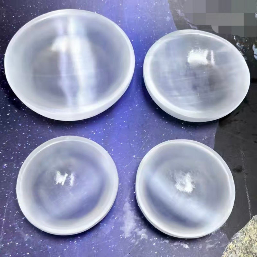 Natural Selenite Bowl, White Quartz Crystal Gypsum Bowl, Mineral, Reiki, Healing, Degaussing