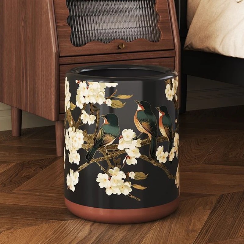 Large Trash Can Stainless Steel Trash Bin Bedroom Kitchen Wastebasket Living Room Retro Litter Bins