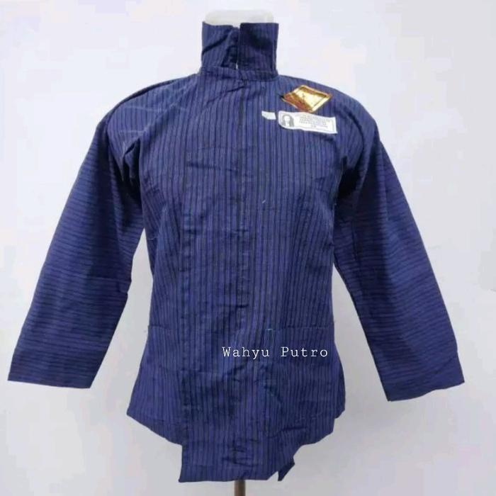 surjan lurik biru jawa pranakan peranaan baju taqwa baju adat jawa - S, sarimbit 3L