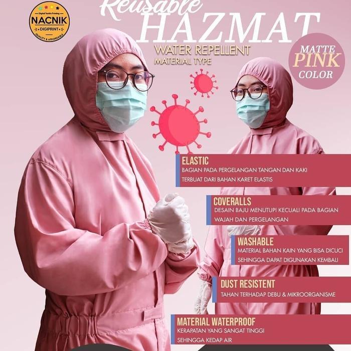 baju coverall apd hazmat pink / warna lengkap