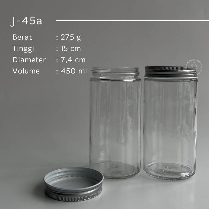 Toples Kaca - 180Ml 200Ml 450Ml - Glass Jar Aluminium Cap