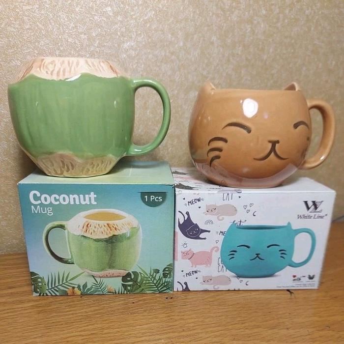 READY Mug Keramik Lucu Coconut & Cathy Mug