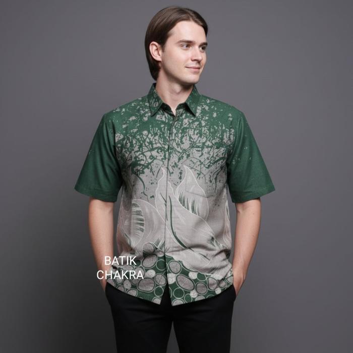Hem batik pria HIJAU BOTOL bahan katun lapis furing motif terbaru