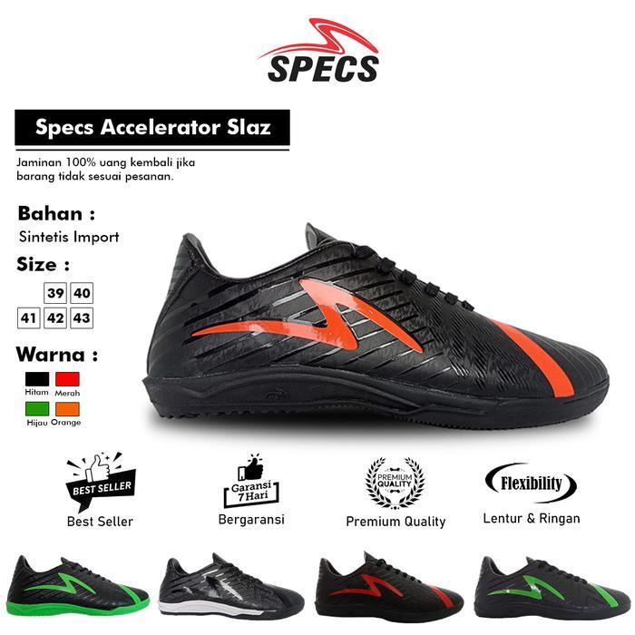 Perlengkapan Sepak Bola & Futsal Sepatu Futsal Pria Hitam Specs Accelerator Original 100 Sport