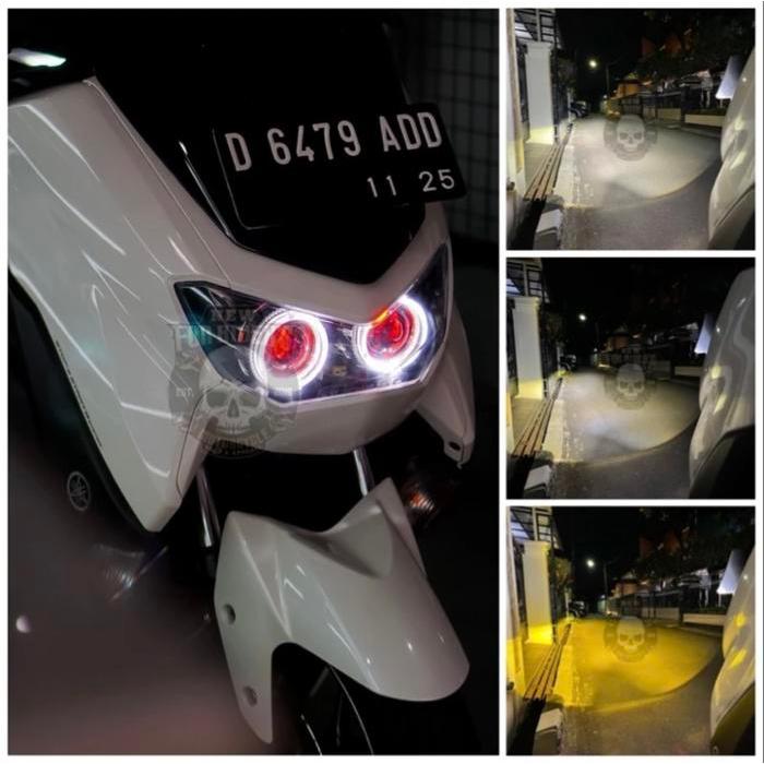 LAMPU DEPAN / HEADLAMP CUSTOM DOUBLE PROJECTOR BILED NMAX NEW 2020 - AES TURBO GEN 2