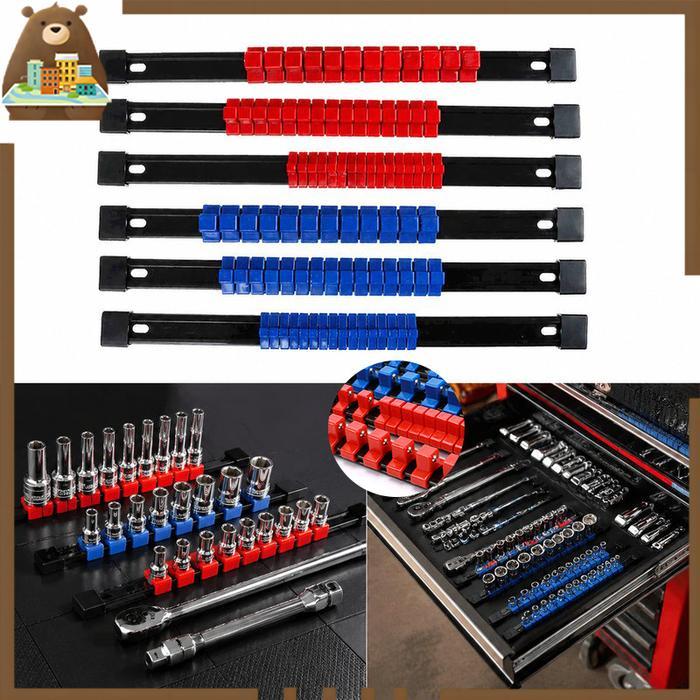 Socket Rail 6pcs Tempat Socket Mata Kunci Socket Holder Adjustable Organizer