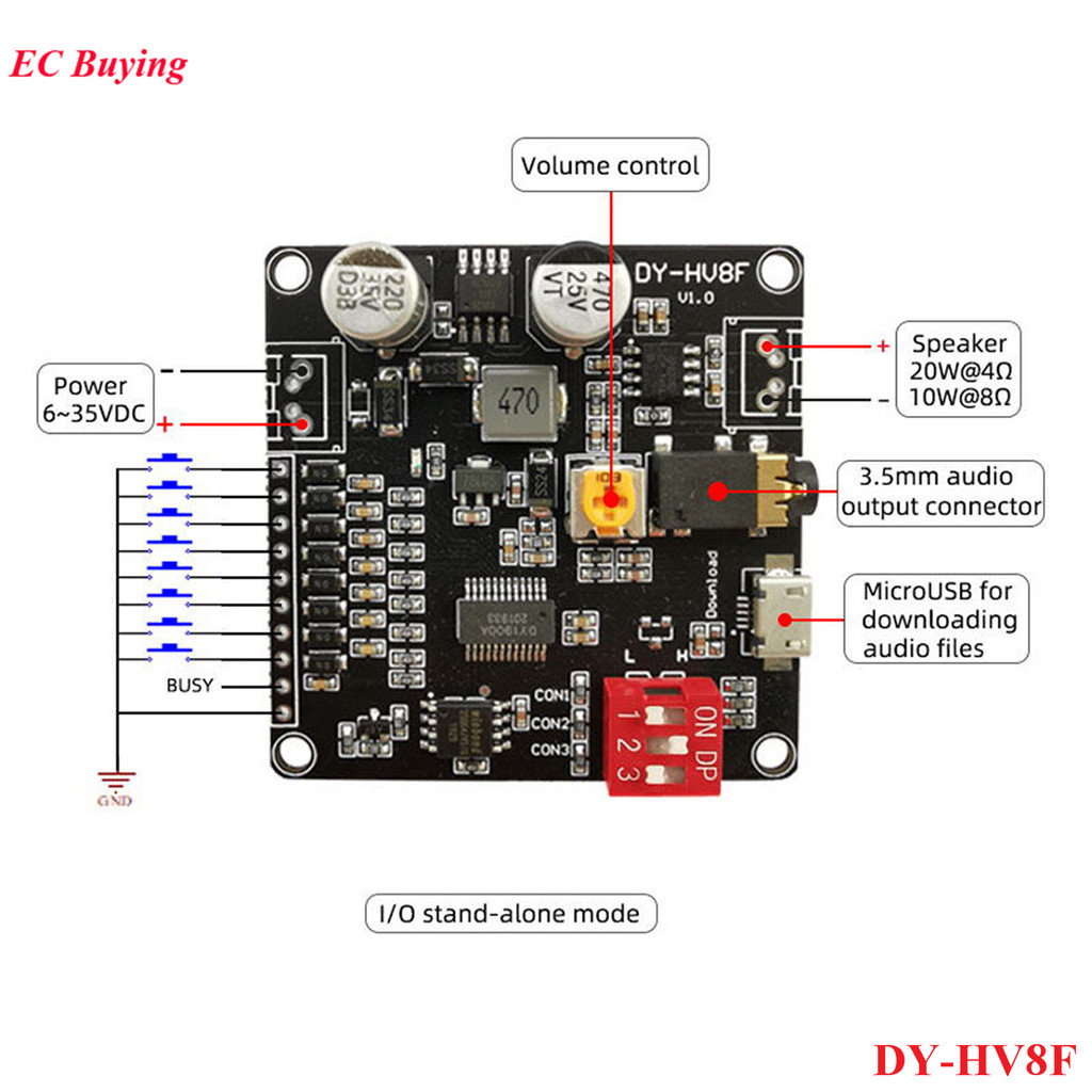 Voice Playback Module DYSV17F DYSV5W DYSV8F DYHV20T DYHV8F DYSV19R SV20F F5WL MP3 Player UART IO