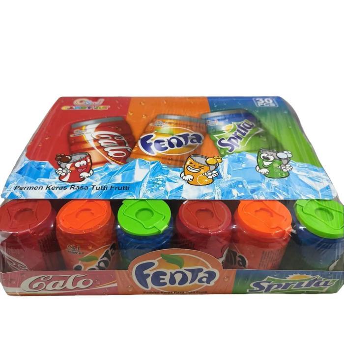 PERMEN DENGAN MAINAN KALENG COLA FANTA SPRITE RASA TUTTI FRUTTI VIRAL