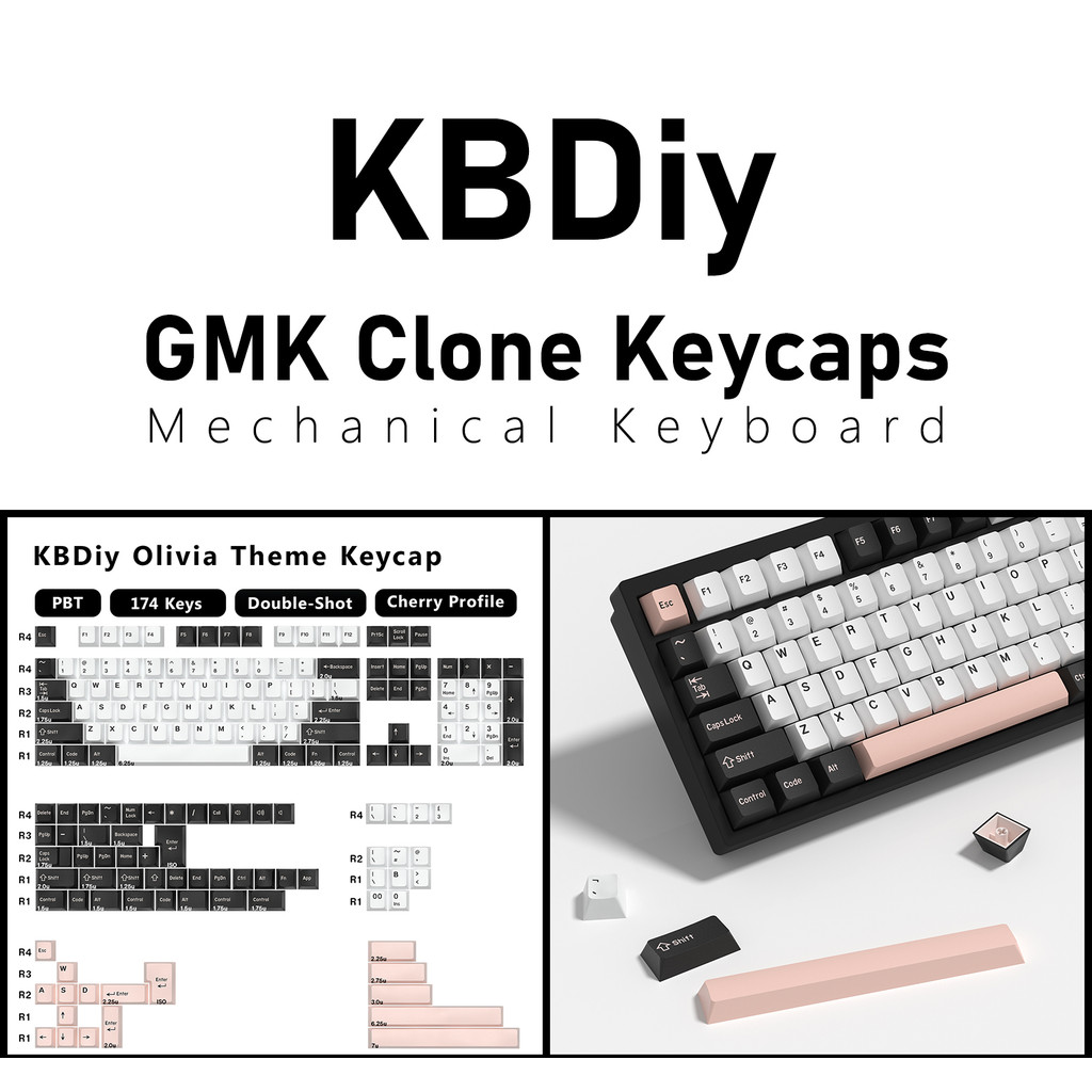 KBDiy GMK Keycap Double Shot GMK Olivia Shoko Jamon WOB Red Samurai Botanical PBT Keycaps Cherry