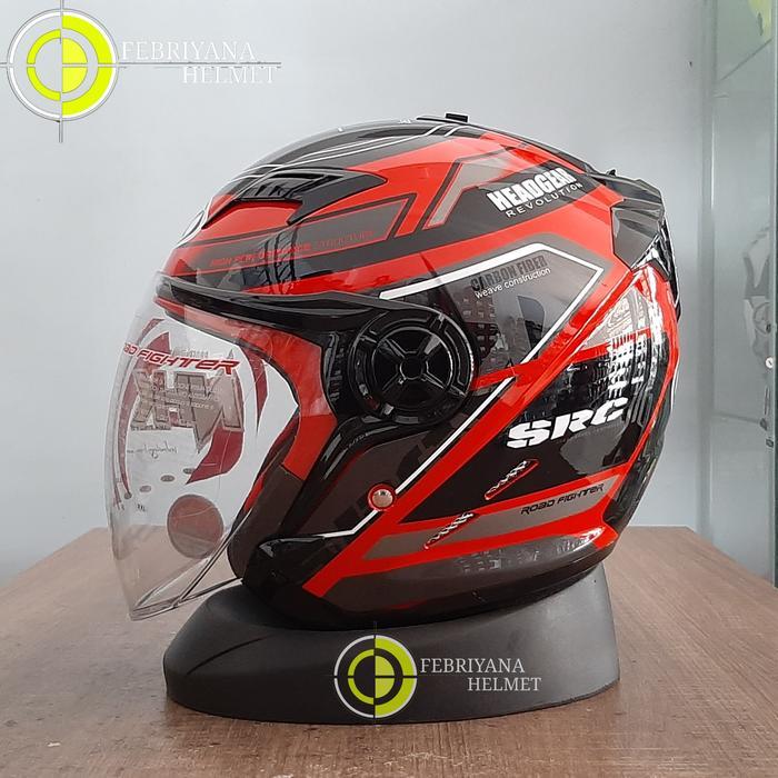 HELM NHK GLADIATOR TOURING RED HALFFACE DOUBLE VISOR