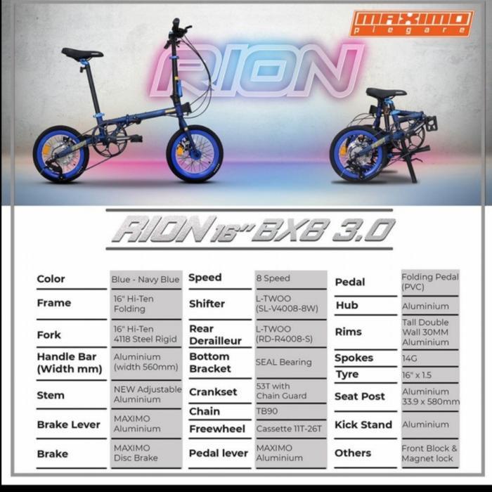Sepeda Lipat 16 Inch Maximo Rion Bx 8.0. By Family