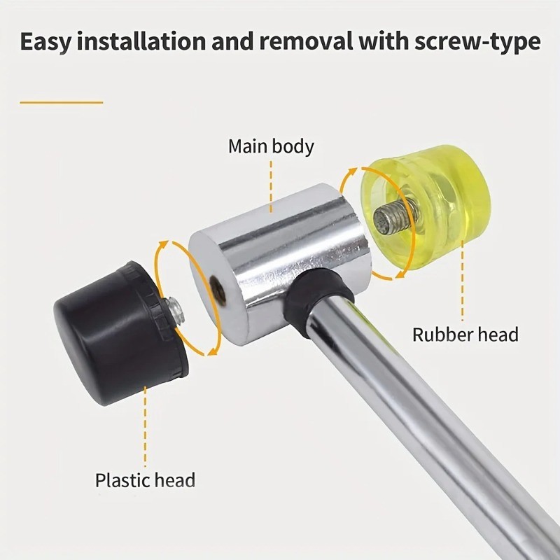 Soft Plastic DoubleSided Rubber Mallet for Jewelry Leather Craft Woodwork & Flooring Installation