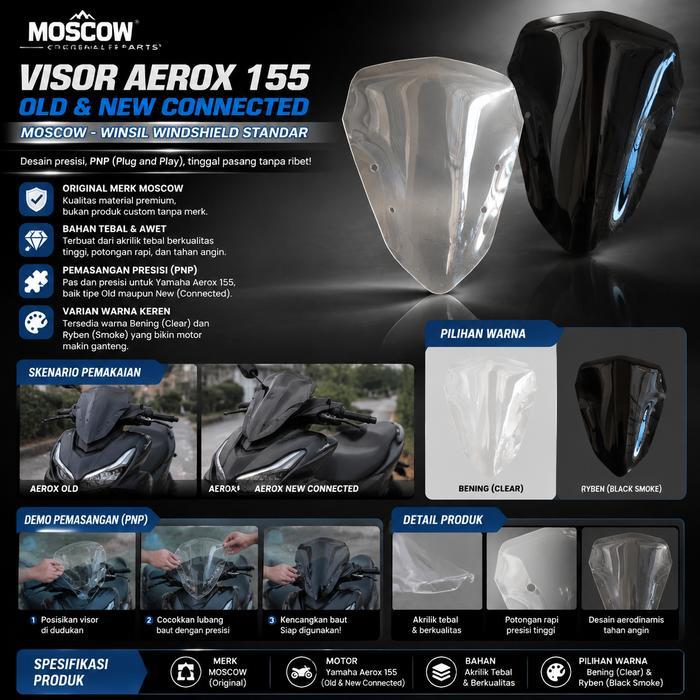 TERLARISS!!!!! VISOR AEROX STANDAR BENING BLACK WINDSHIELD YAMAHA AEROX 155 CONNECTED TEBAL