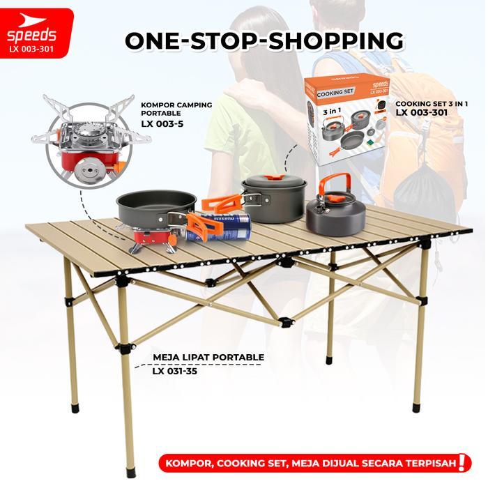 TERBAIK SPEEDS Cooking SET Paket Dapur Camping Mini Cooking Cookware Kompor Portable Masak 2-6 Orang
