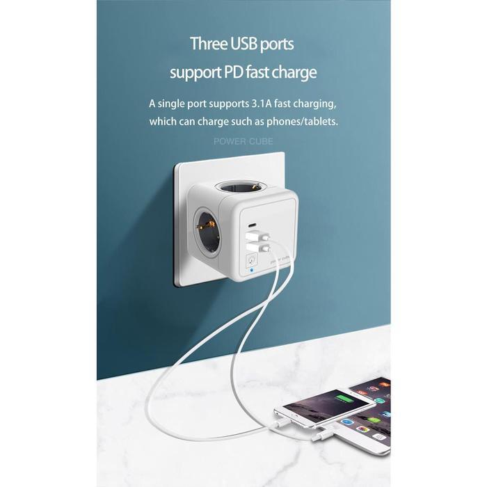 POWERCUBE STOP KONTAK KABEL POWERCUBE EXTENDED USB 1,5M STOP KONTAK PROMO