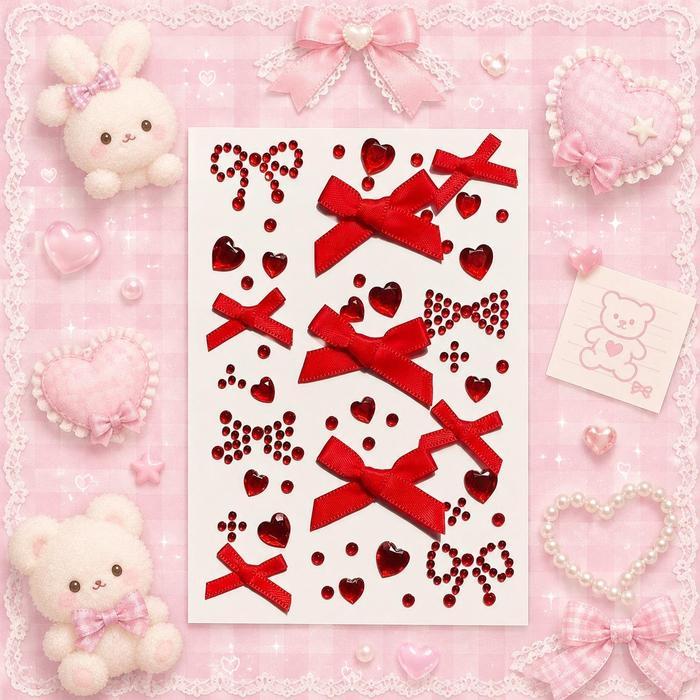 Stiker Wajah Pita dan Permata Cantik Lucu Hiasan Wajah Kreasi Aksesoris Fashion Terbaru Aestetic