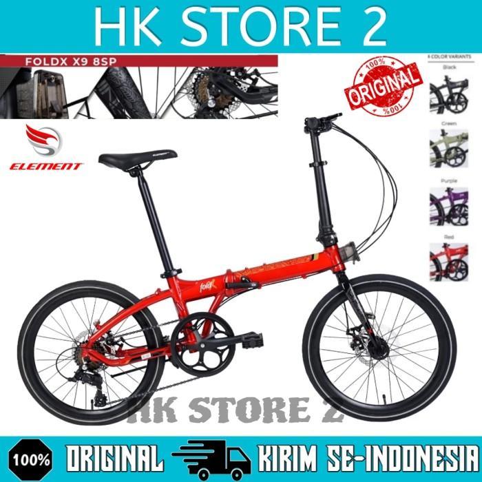 Sepeda Lipat ELEMENT FOLDX X9 Ukuran 20 Inch Alloy 8 Speed - Merah