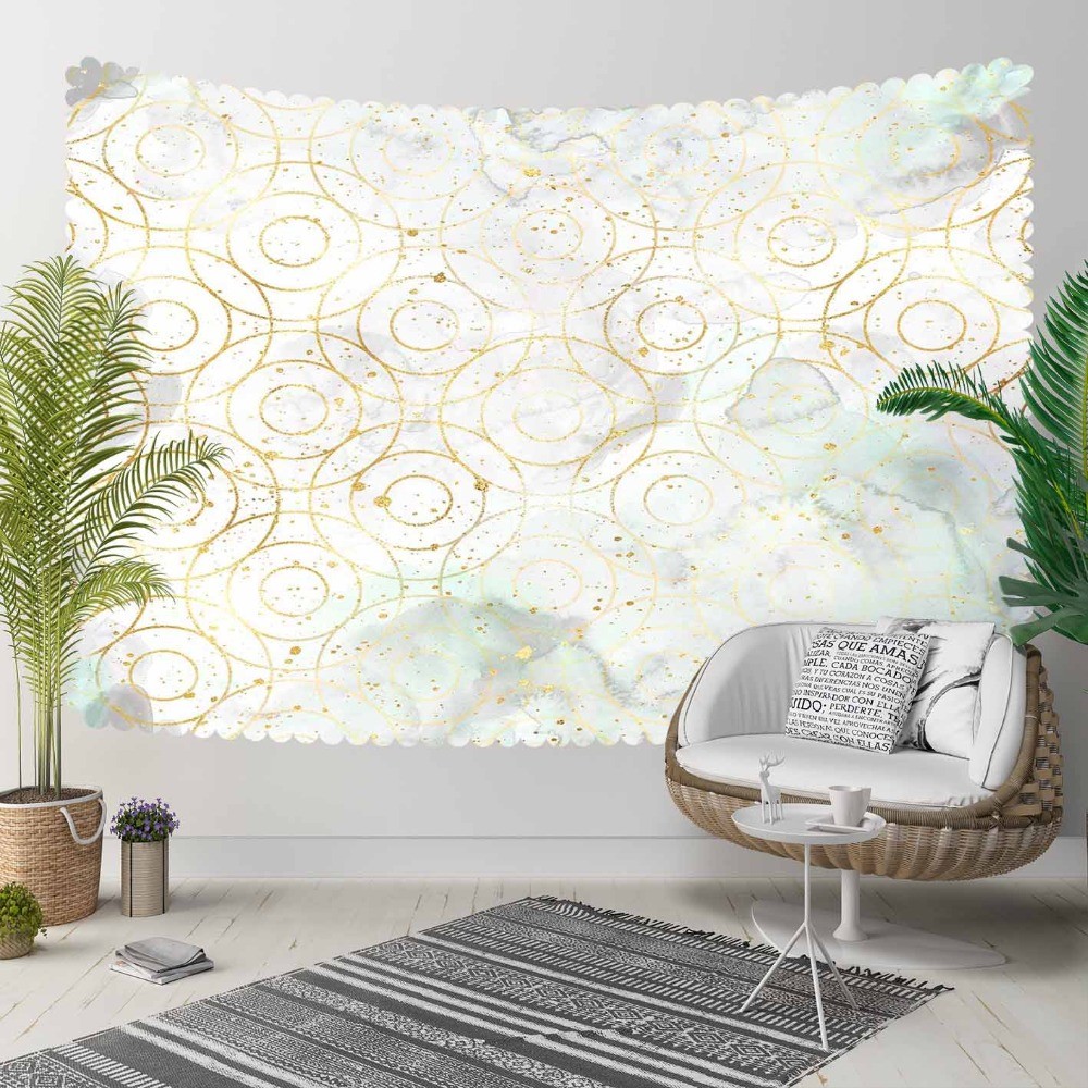 Else Nordec Vite Gray Clouds on Golden Yellow Rings 3D Print Decorative Hippi Bohemian Wall Hanging 