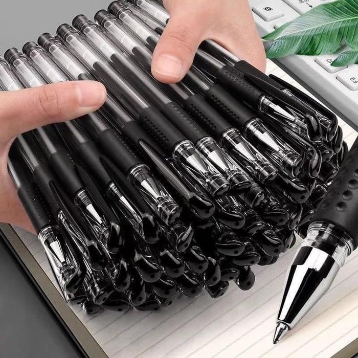 

Pena Gel isi 100 PCS Gel Pen 0.5mm Pulpen Hitam Sekolah Alat Tulis Kantor Tinta Stationery Bolpoint