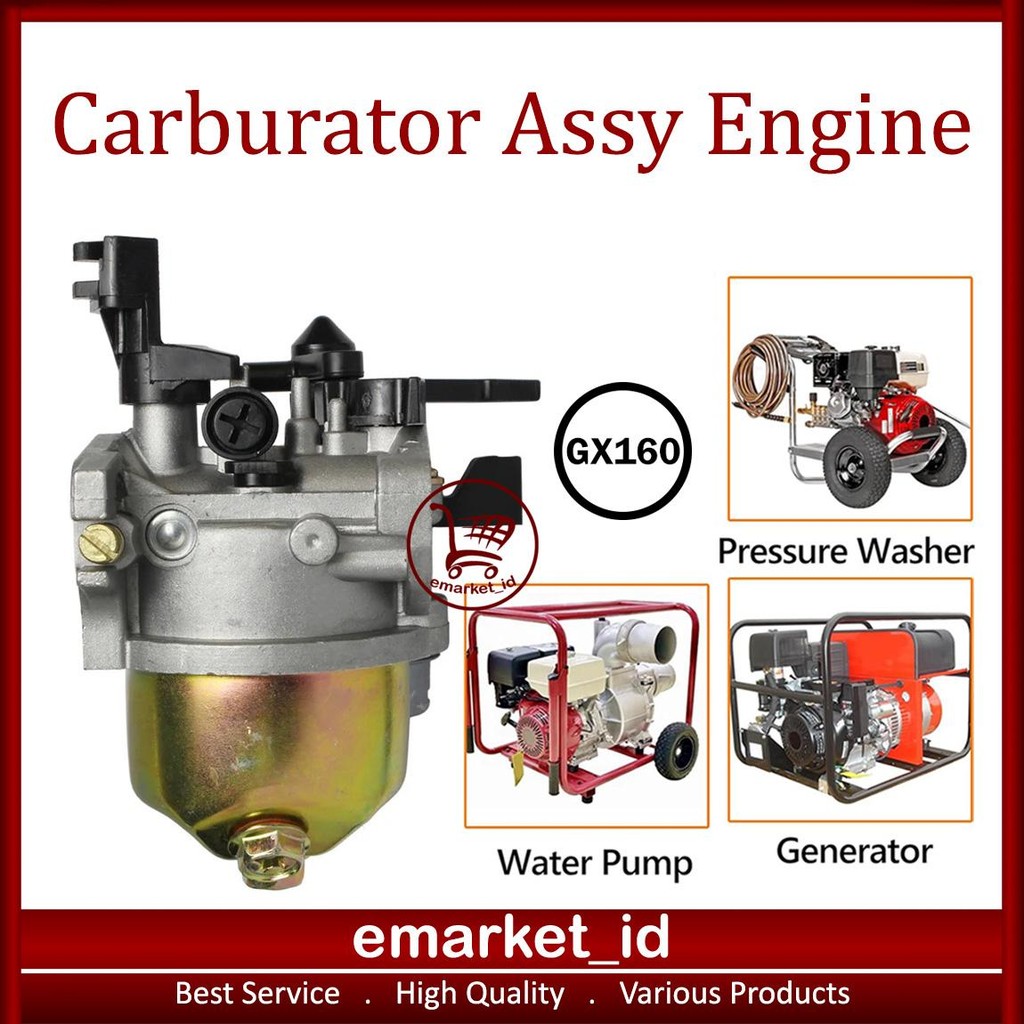 EM Carburator Assy Engine 168F GX160 AJ40 / Karburator 2 Tabung / Genset Mesin Generator / Pompa Air