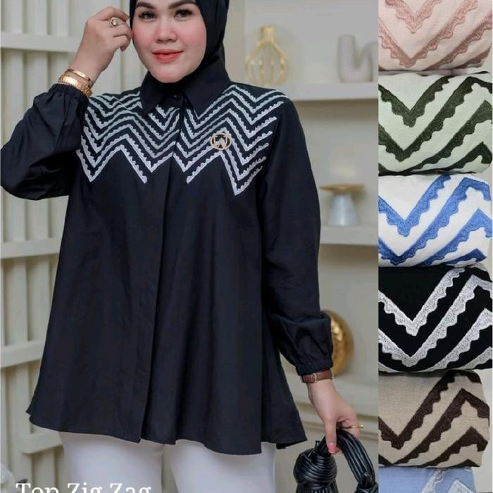 Winody Atasan Top Zigzag Blouse Winody