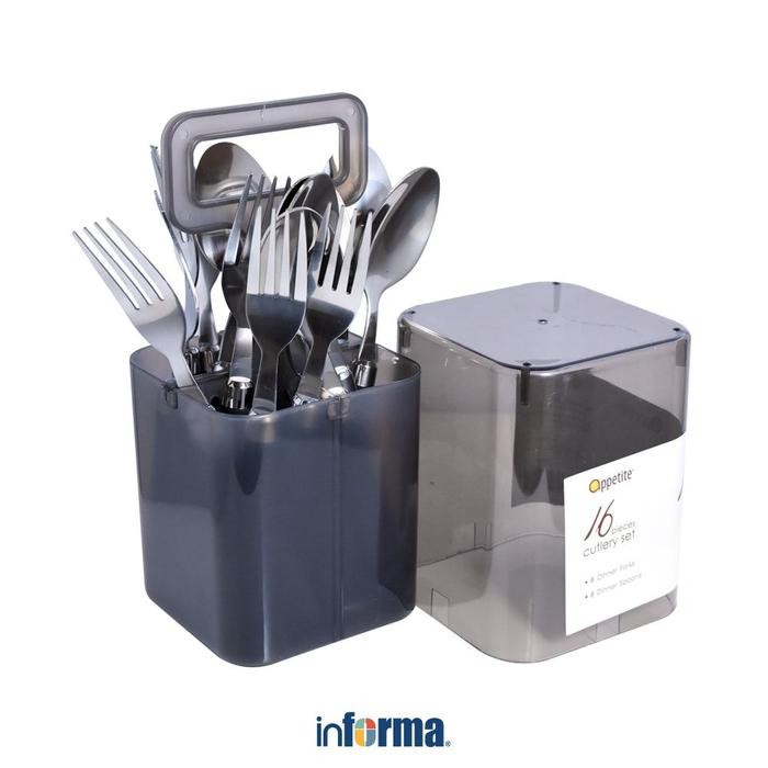 APPETITE SET 16 PCS HUGO ALAT MAKAN - HITAM