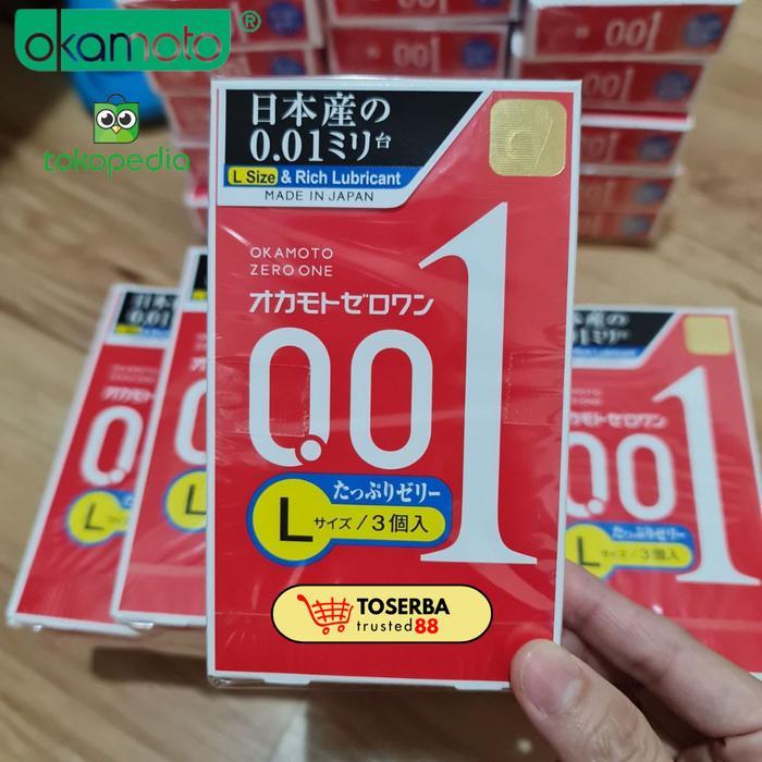 vts1- Kondom Okamoto L 001 0.01Large Rich Lubricant Original Jepang Isi 3 Pc