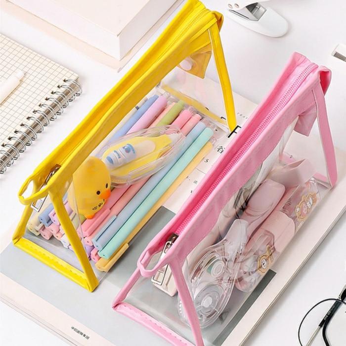 8n7y- Tempat Kotak Tepak Pensil Transparan Korea Tas Make Up Kosmetik Pc0013