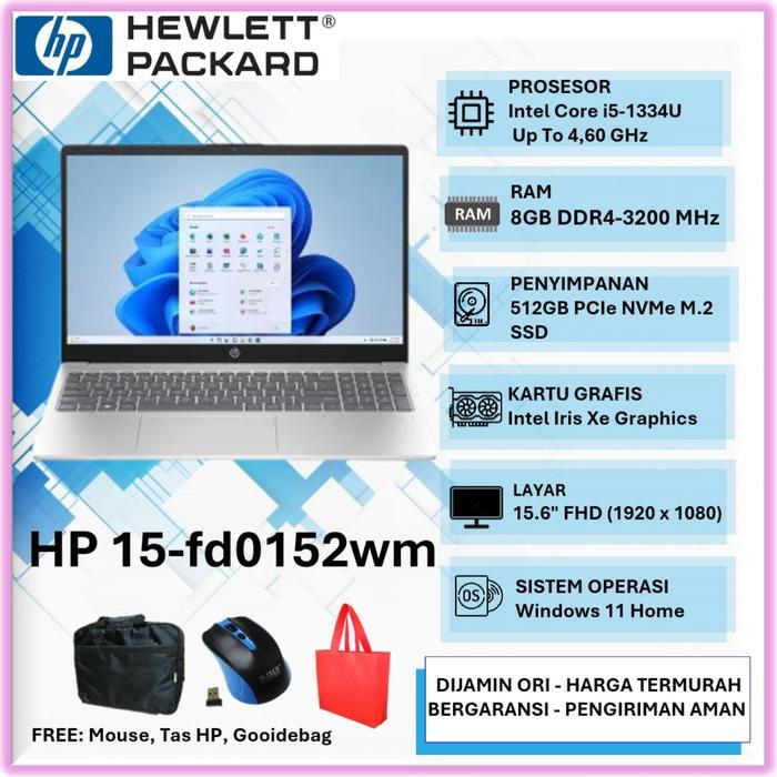 BARU Laptop HP 15 Intel Core i5 1334U 16GB DDR4 1TB SSD NVME 15 inch Full HD IPS
