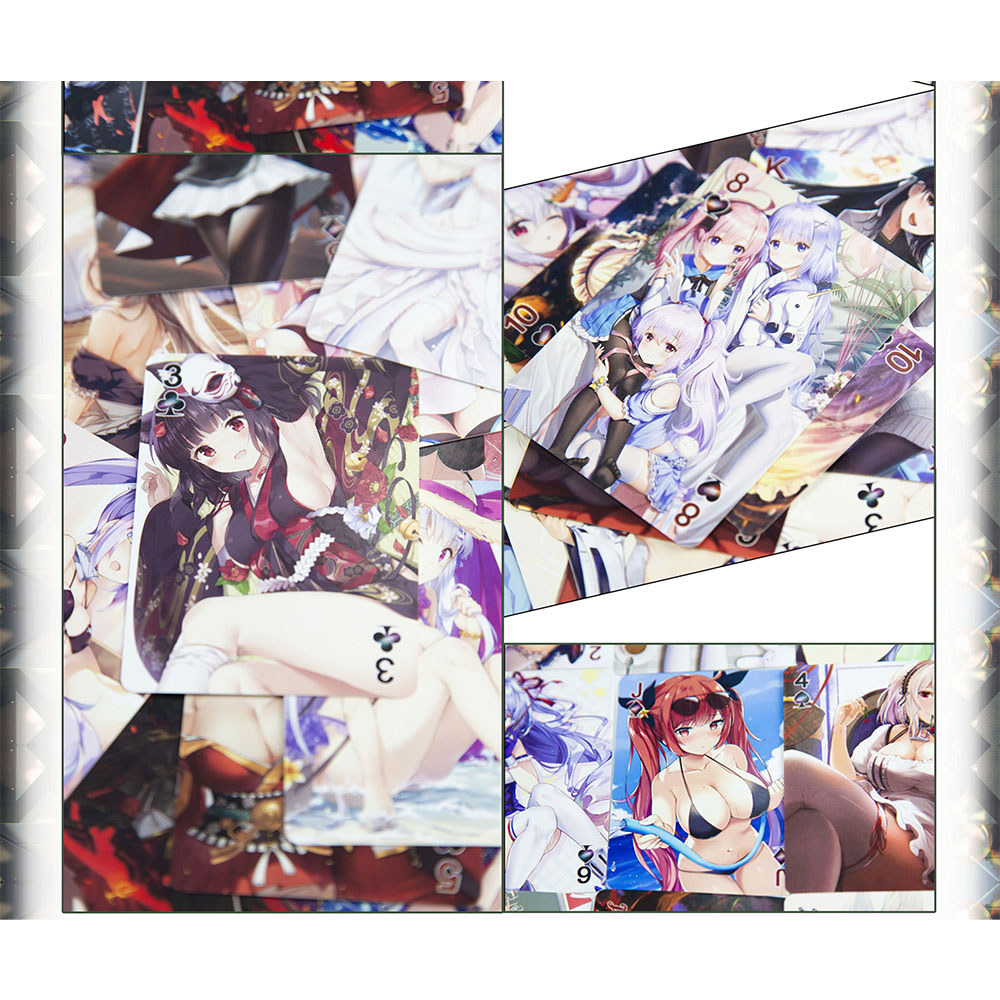 54Sheets Azur Lane Poker Cards Anime Man Playing Card Sexy Photo Anime Peripheral Exquisite Card Tab