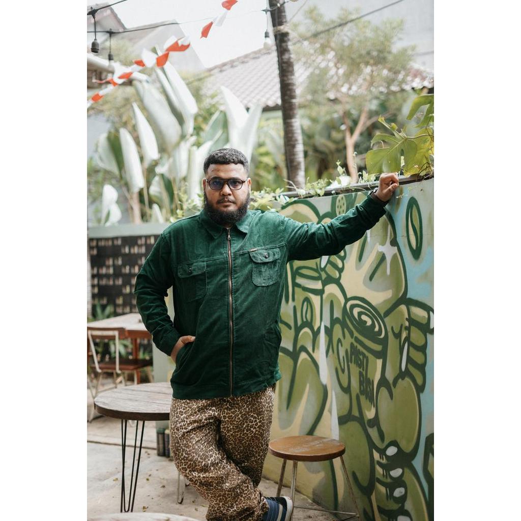 Jaket jumbo pria orduray FATGOODS hijau botol