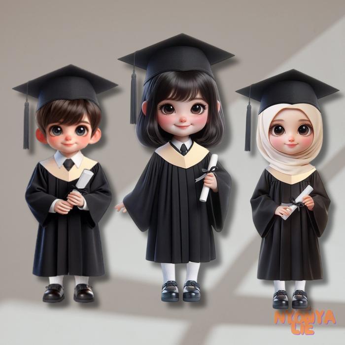 CTG02 Topper Akrilik Wisuda Cowok Cewek Hijab Souvenir Dekorasi Kue Graduation