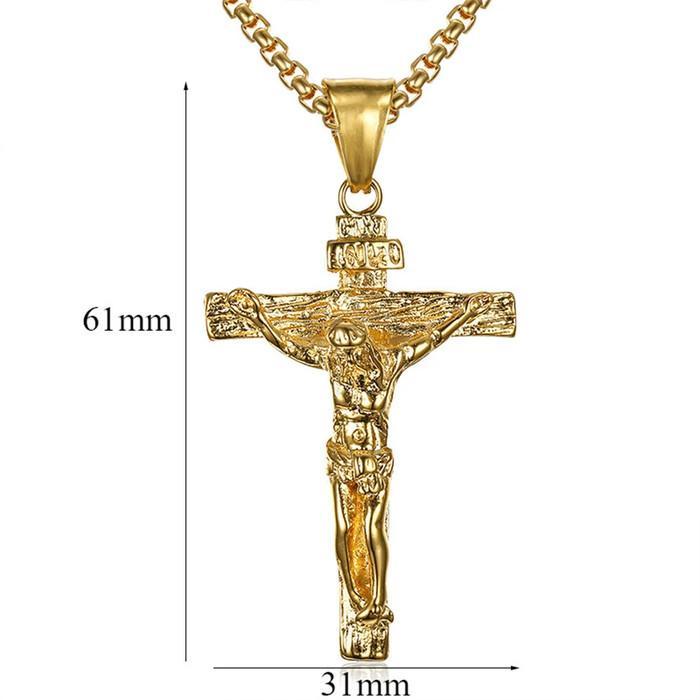 ys4k- Kalung Salib Yesus Pria Katolik - Kalung Salib Corpus Titanium Asli Anti Karat