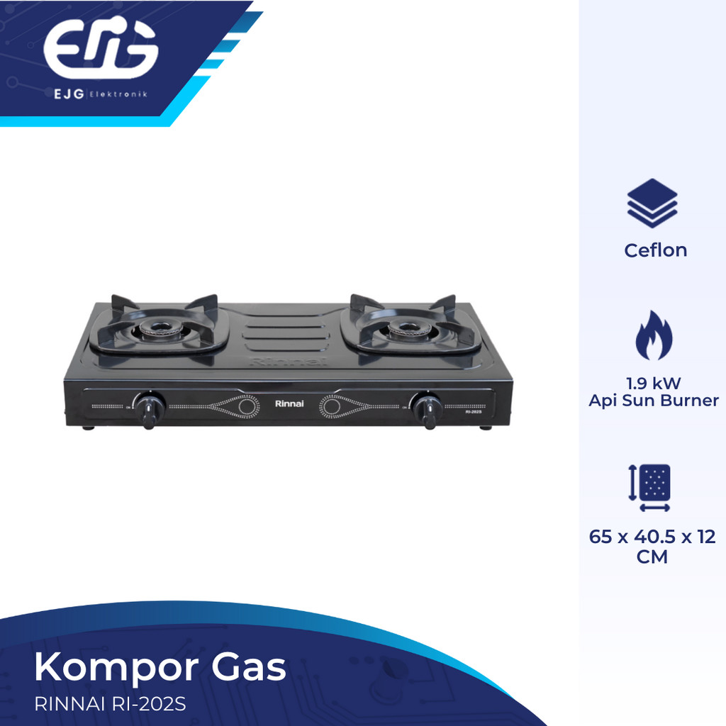 Kompor Rinnai 2 Tungku Rinnai RI-202S Teflon RI202S