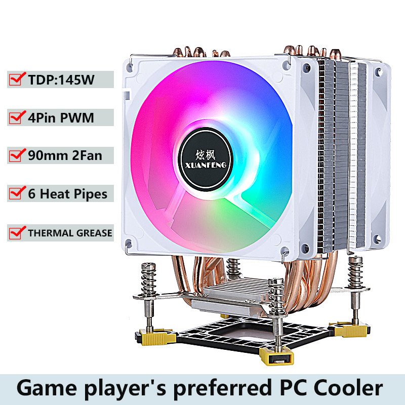Efficient PC Cooling Fan 2/4/6 Heat Pipe CPU Cooler Processor Installing LGA775 115x 1200 1700 1366