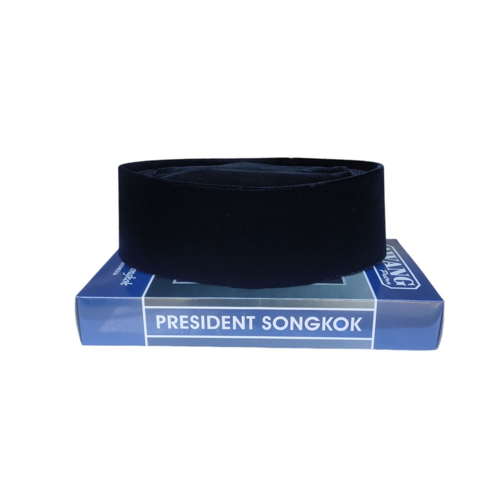 Songko Kopiah Awang AC T. 9 cm Songkok Nasional Peci Hitam Peci Awang