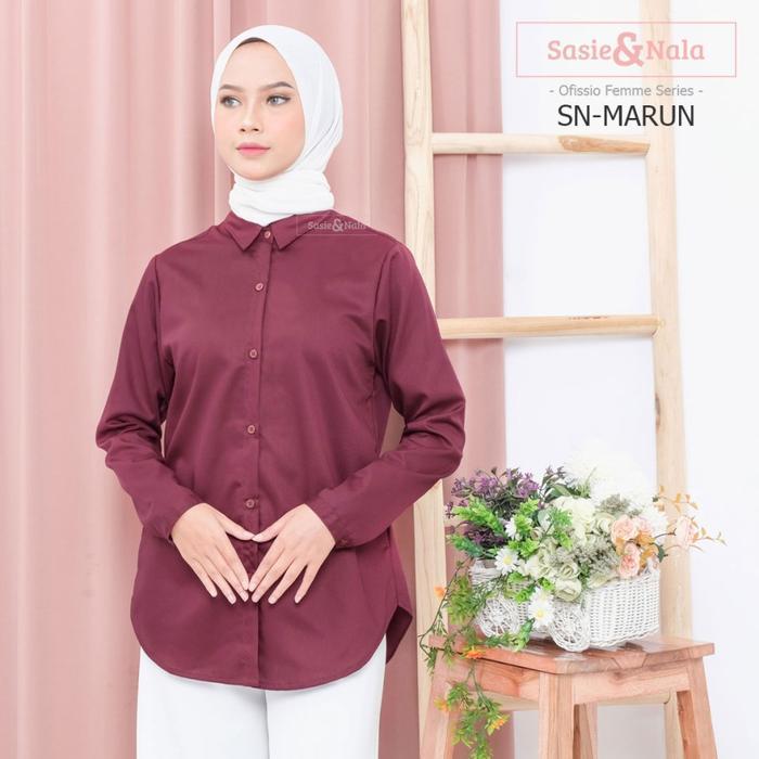 olfc- Kemeja Wanita Basic Katun Toyobo Red-Pink-Lilac Series Lilac Baju Muslim Atasan